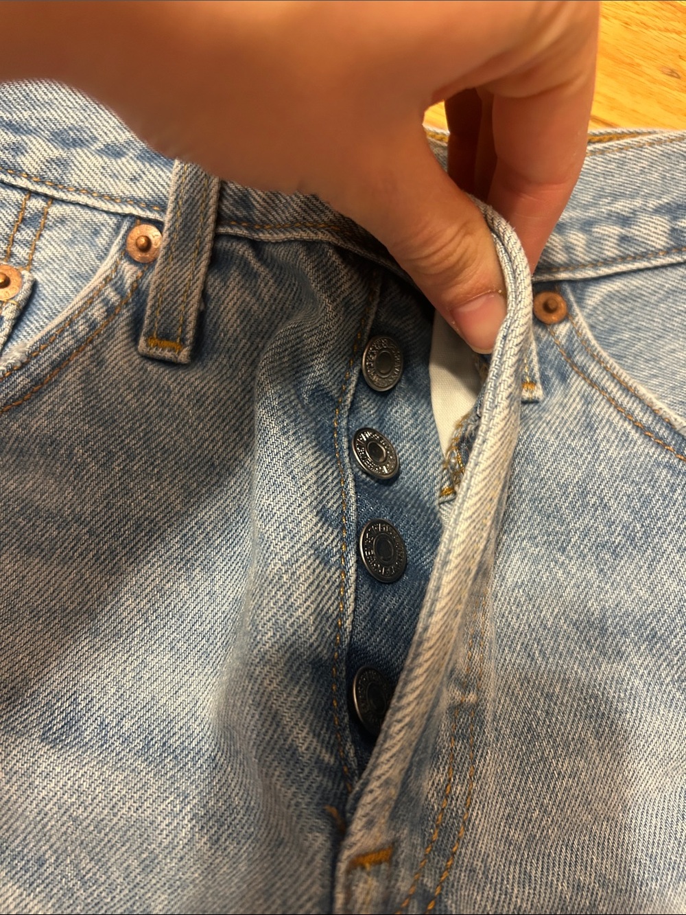 Levi’s 501 medium wash distressed denim shorts - Picture 2 of 5